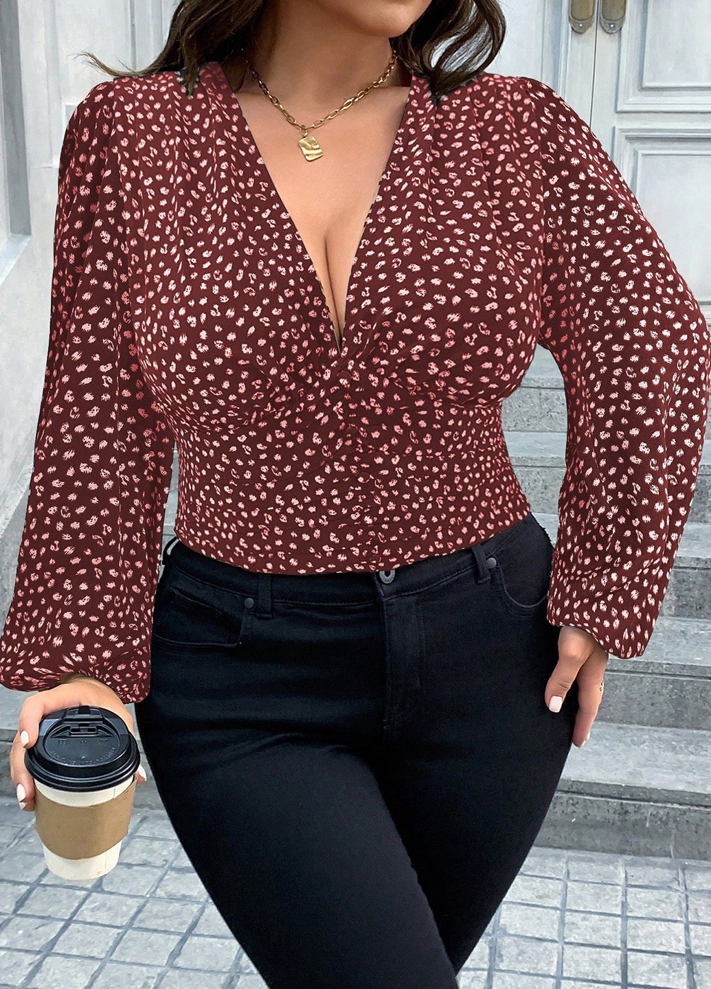 Бордовая блуза SHEIN