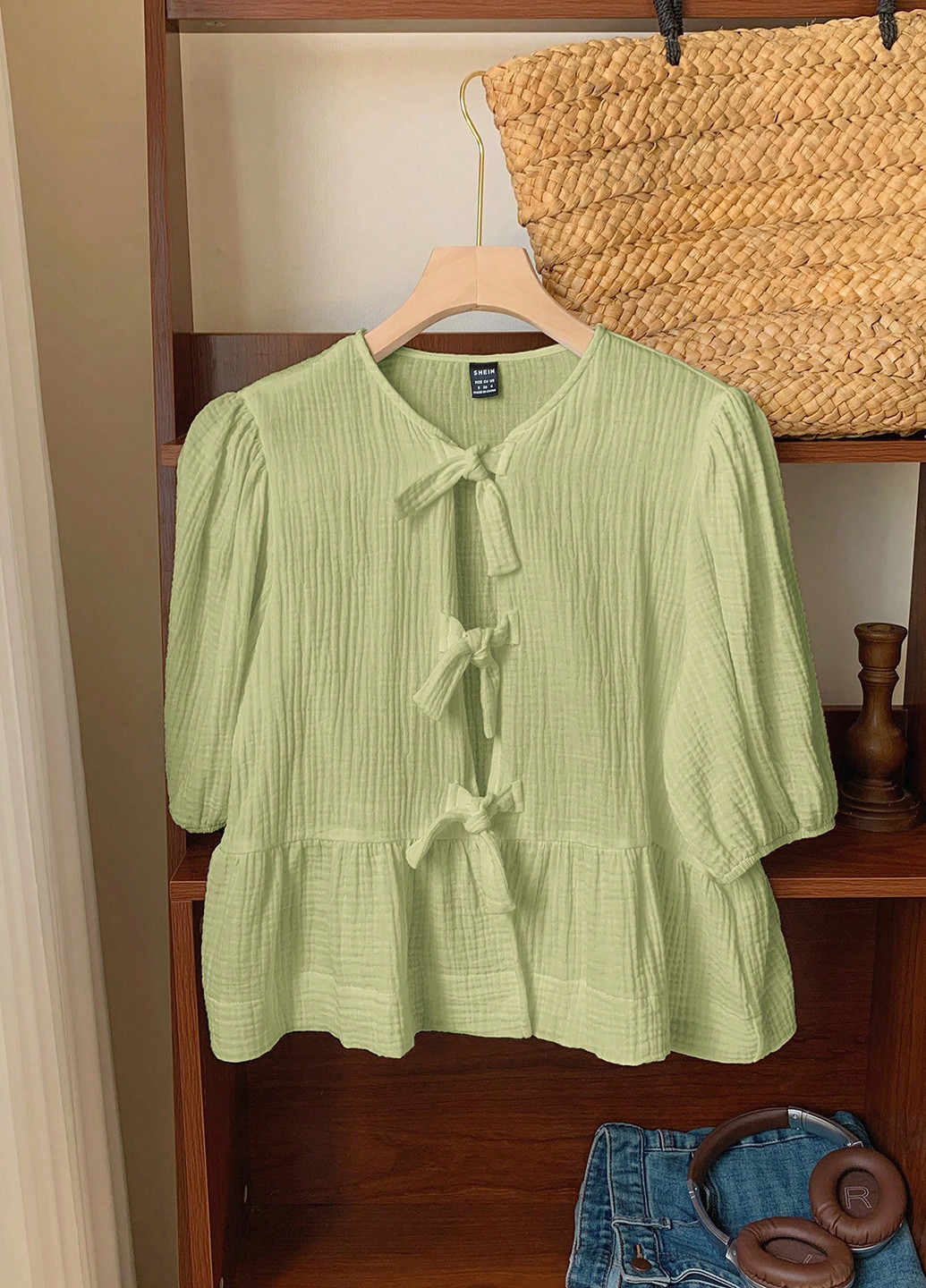 Фисташковая блуза SHEIN