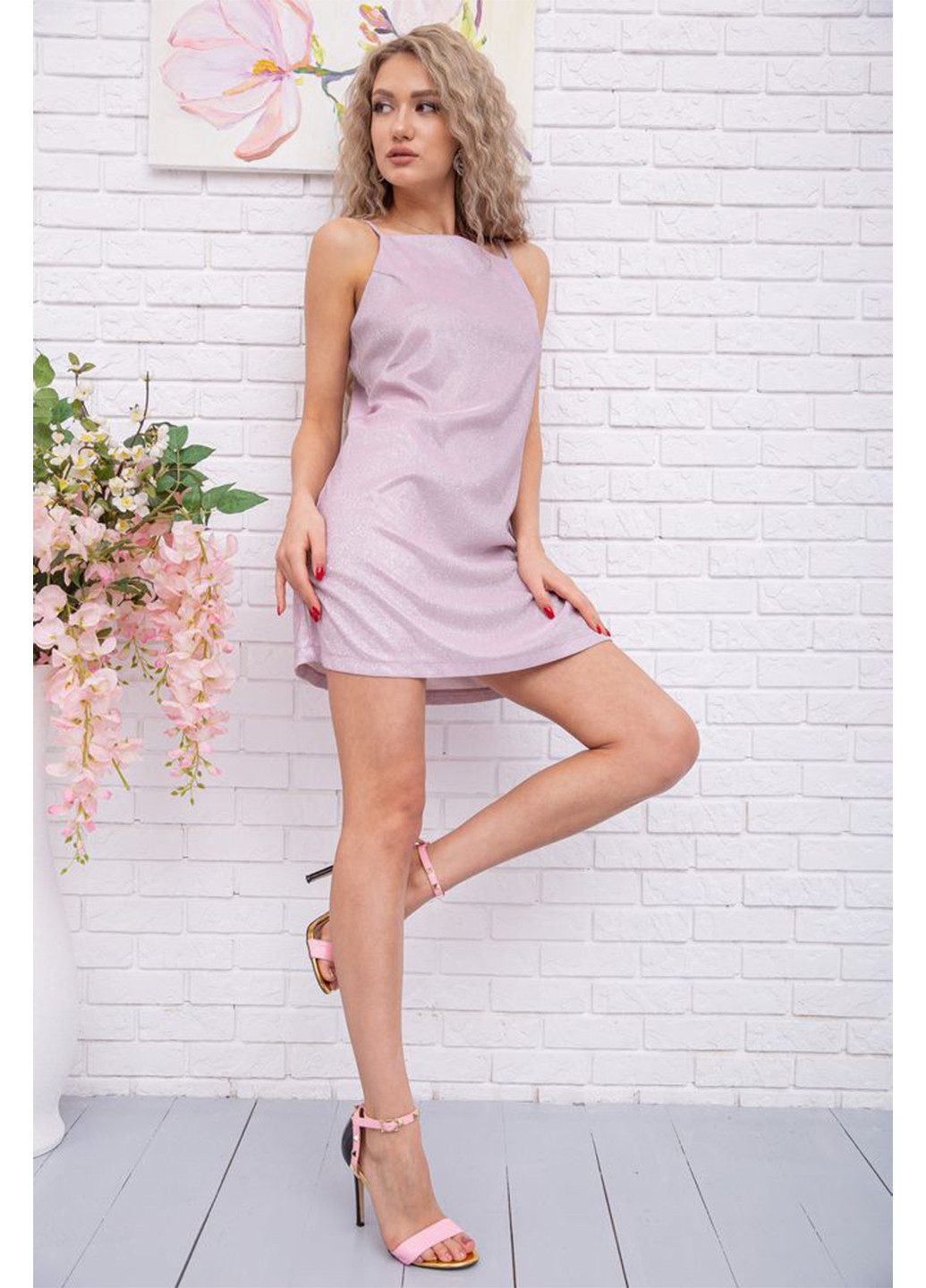 Светло-розовое коктейльное платье с открытой спиной Ager меланжевое
