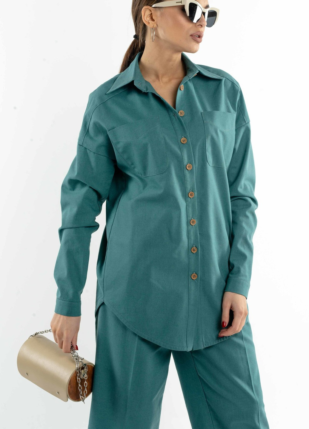 Светло-голубой кэжуал рубашка однотонная Ри Мари