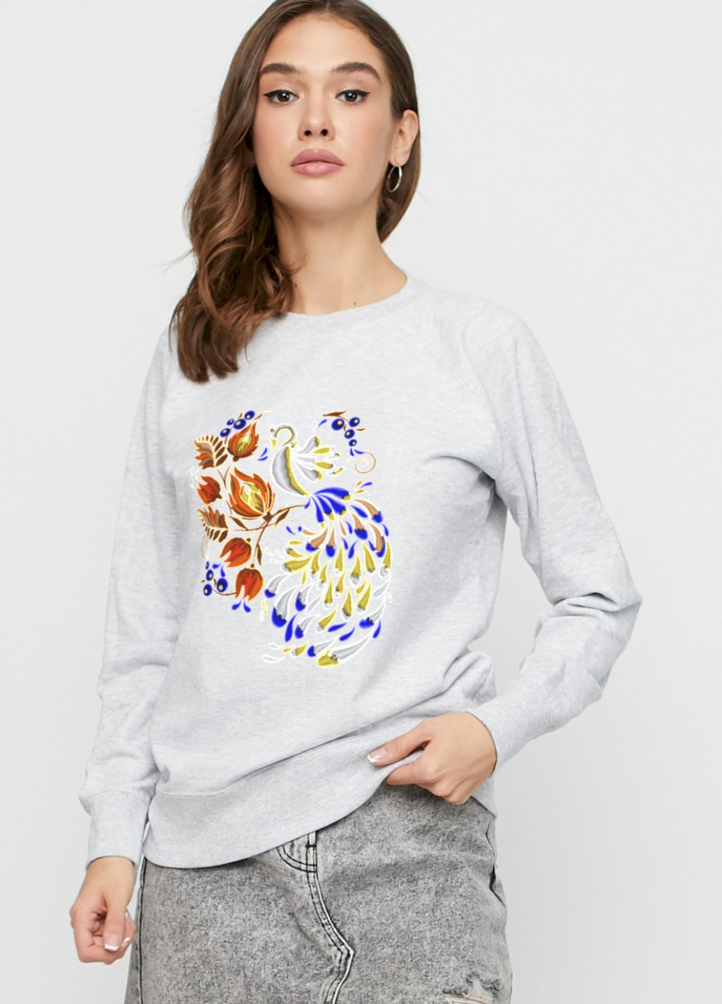 Сірий світшот жіночий /no flis/ YAPPI малюнок (251467764)