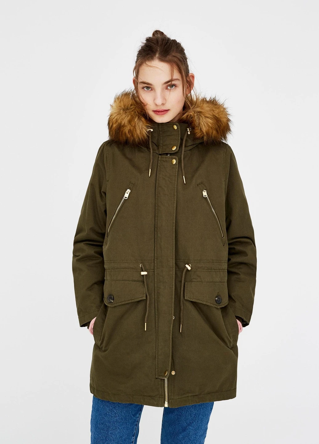 Темно-зелена куртка зима,болотний, Pull & Bear