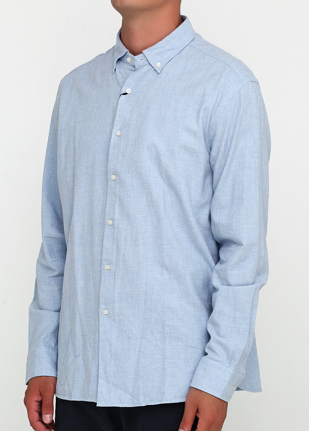 Голубой кэжуал рубашка однотонная Massimo Dutti