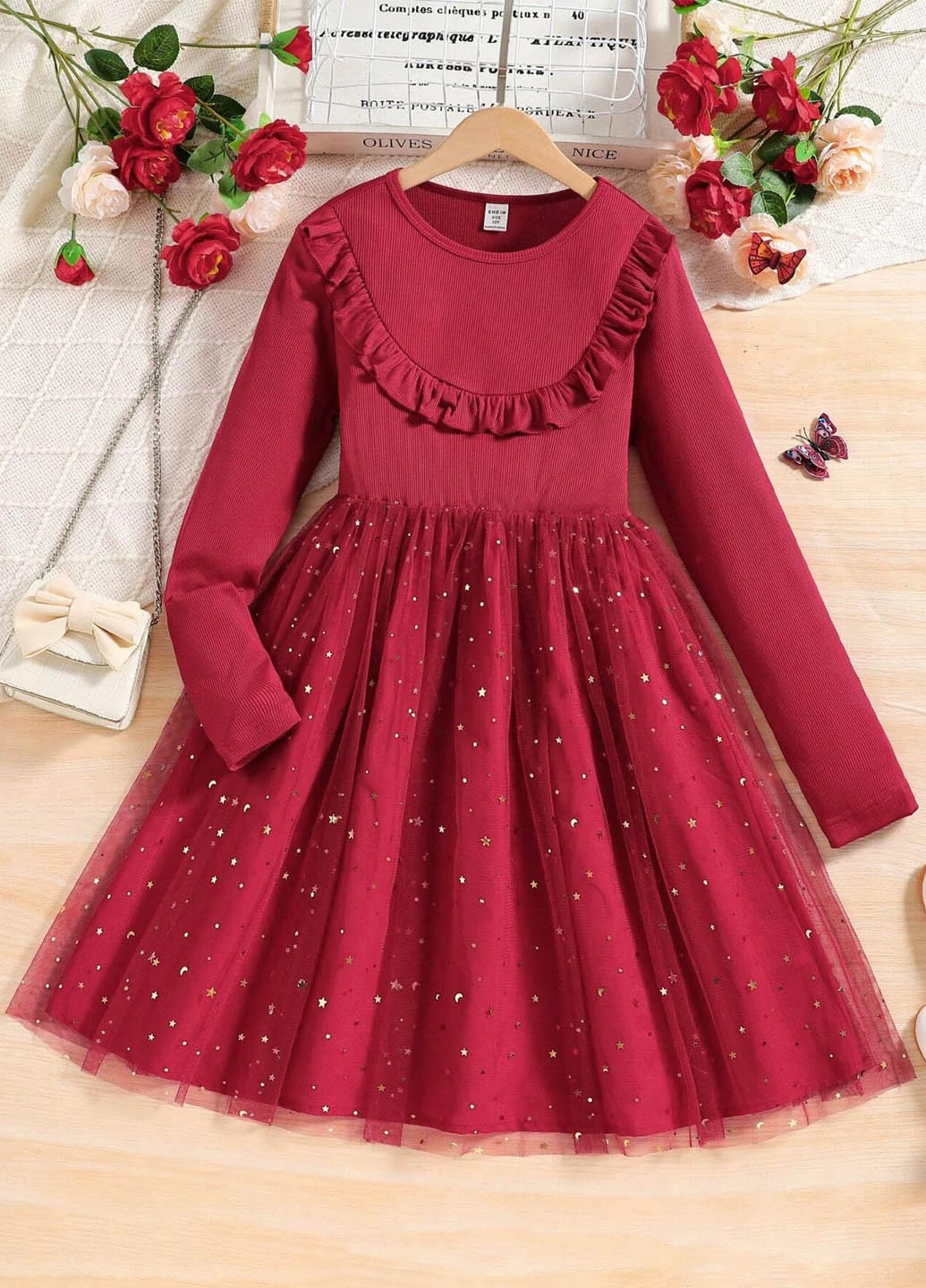 Бордовое платье SHEIN (308795841)