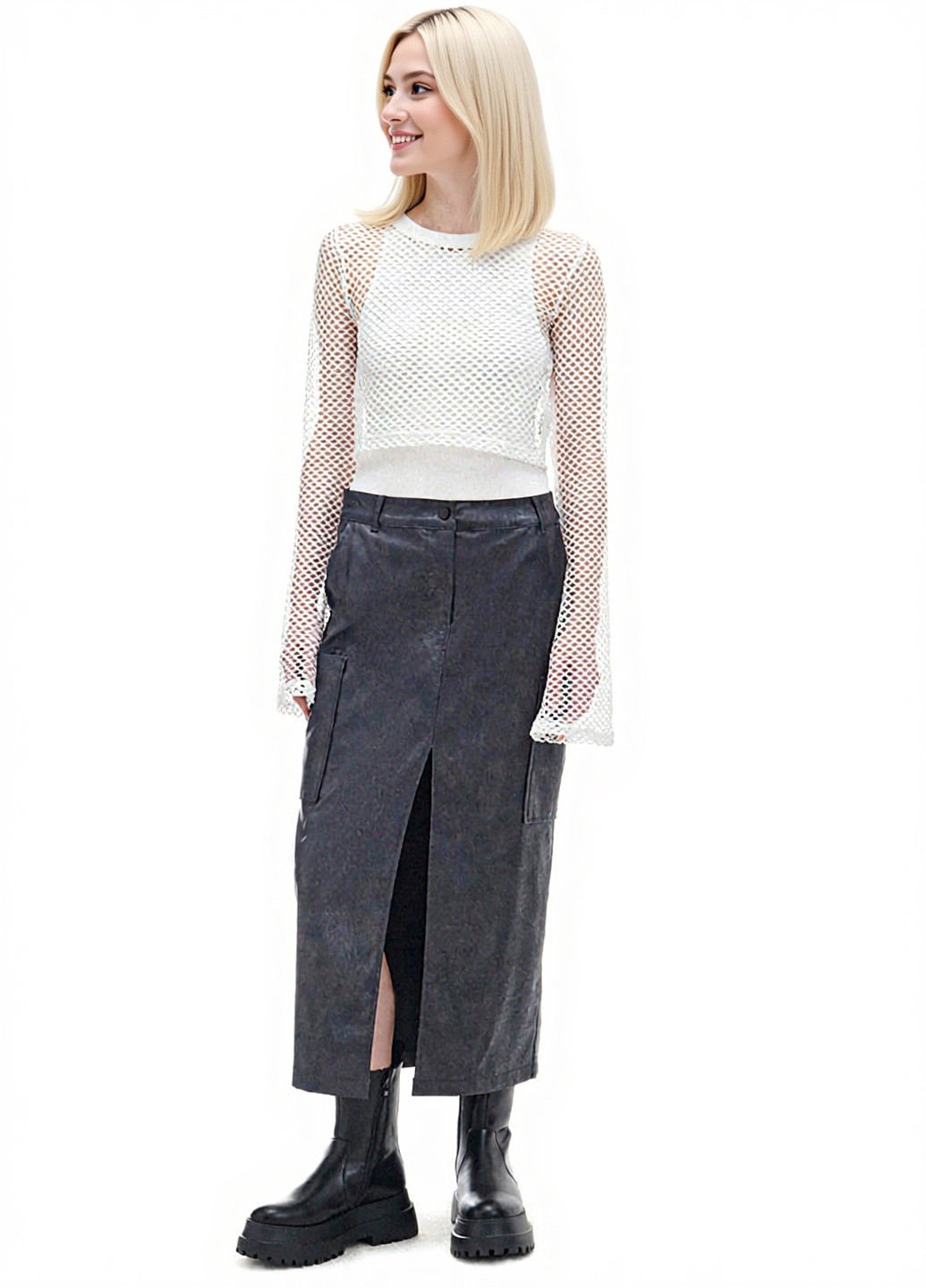 Графитовая кэжуал однотонная юбка Cropp карго