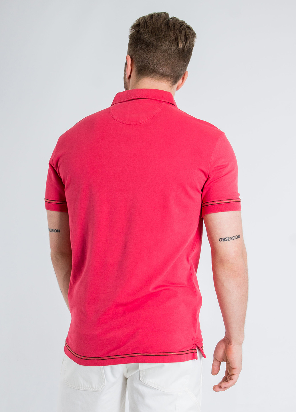Красная футболка-поло для мужчин Henry Cotton's однотонная