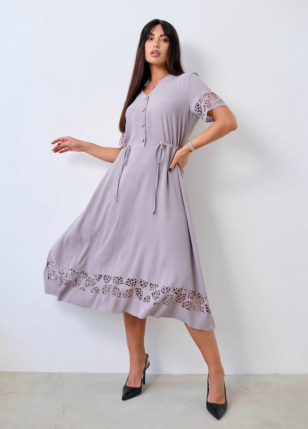 Сіра кежуал сукня кльош LibeAmore однотонна