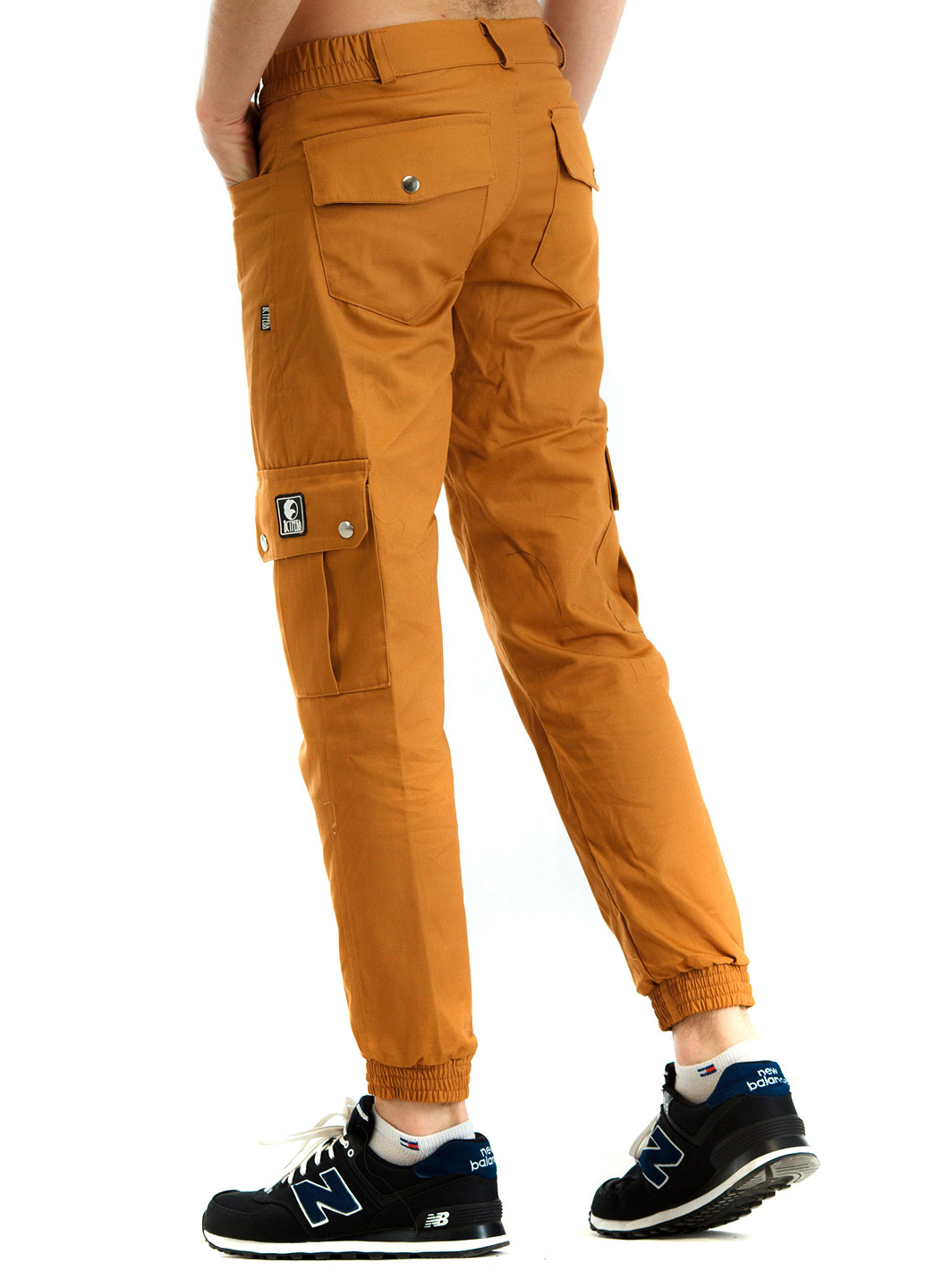Светло-коричневые кэжуал демисезонные со средней талией брюки Ястребь