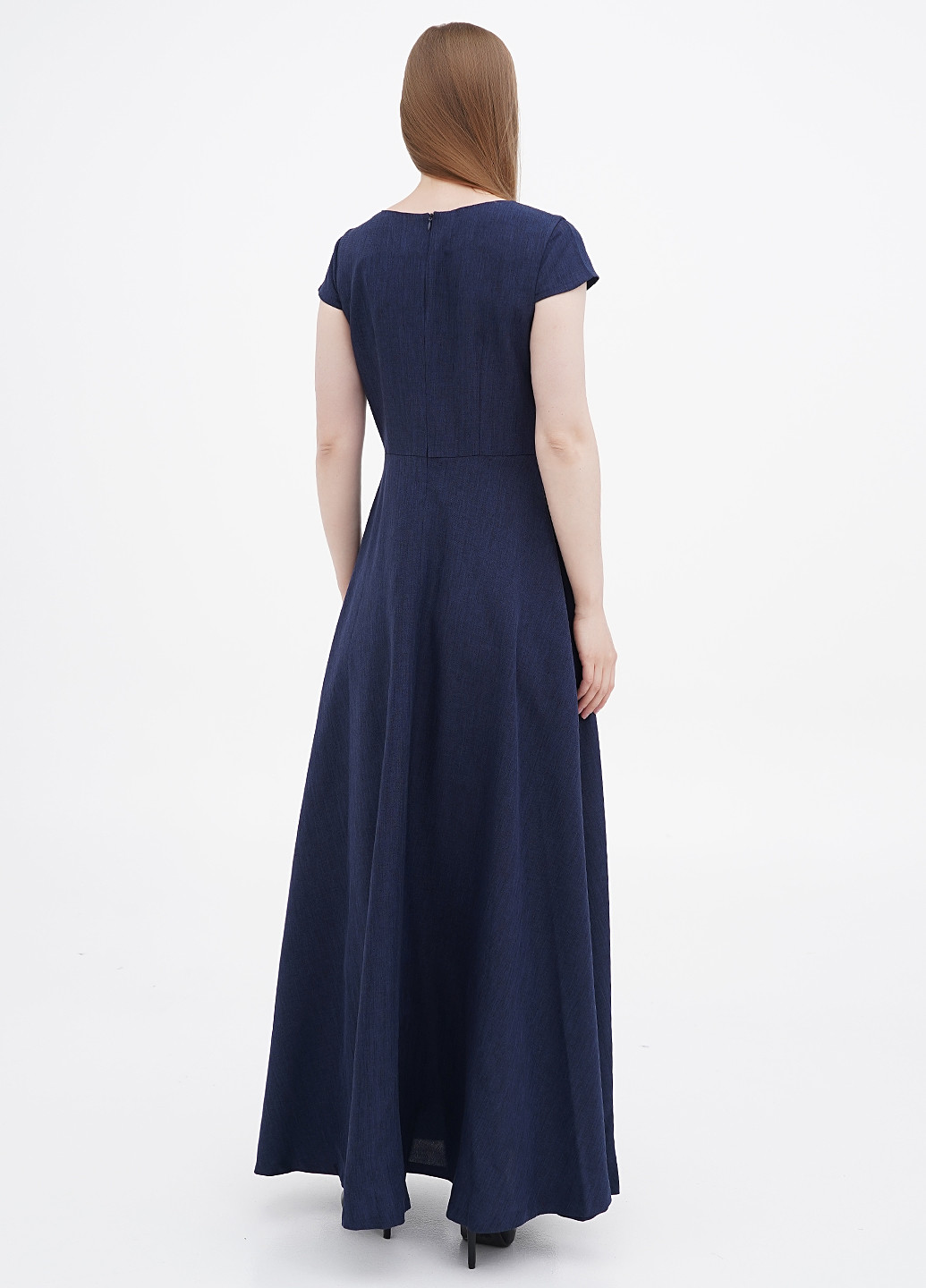 Темно-синя кежуал плаття, сукня кльош, на запах Laura Bettini однотонна