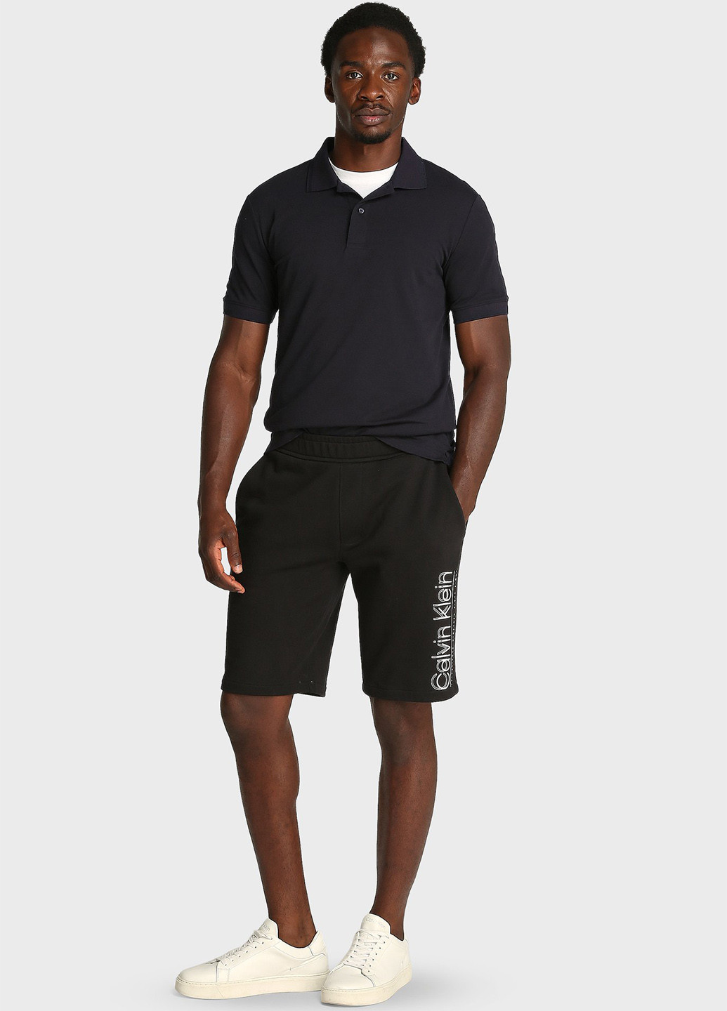 Черная футболка-поло для мужчин Calvin Klein однотонная