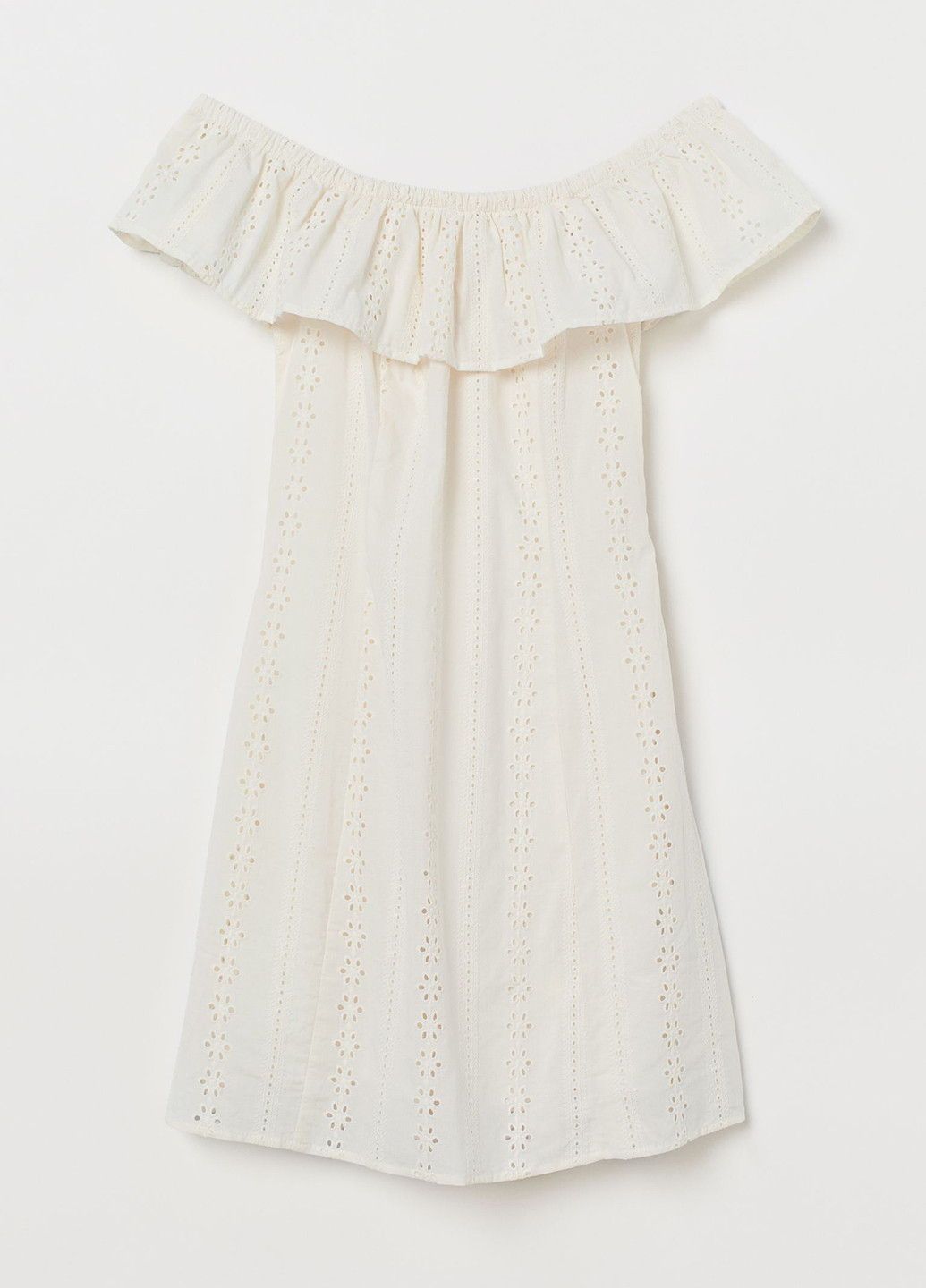Айвори кэжуал платье с открытыми плечами H&M однотонное