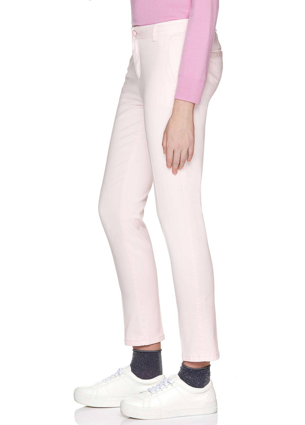 Бледно-розовые кэжуал демисезонные прямые брюки United Colors of Benetton