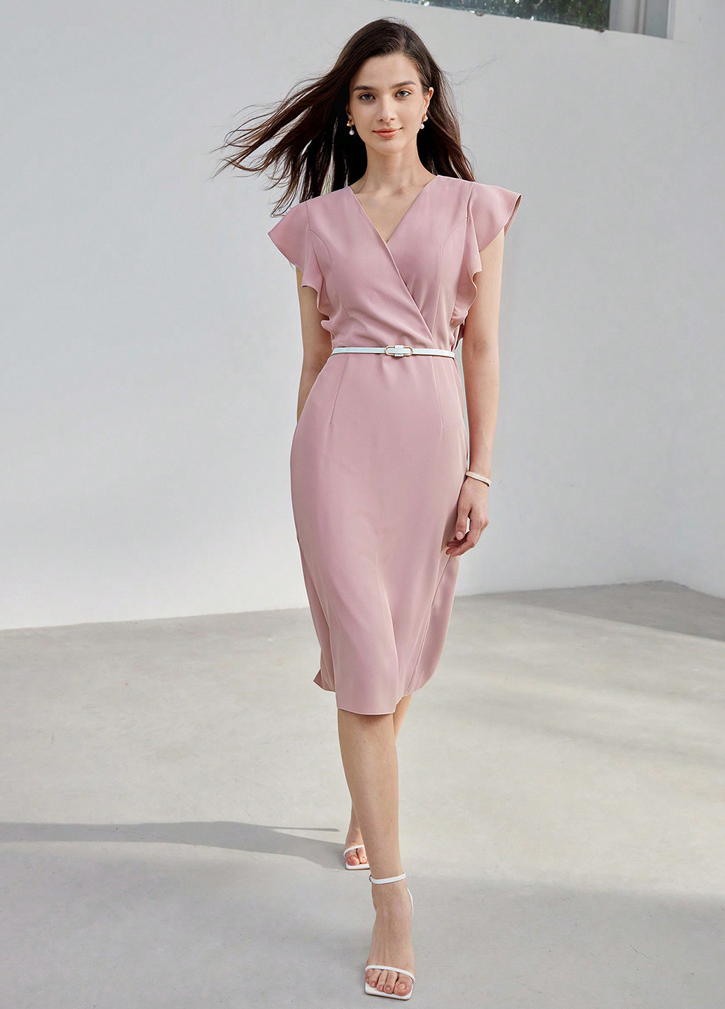 Світло-рожева кежуал сукня футляр SHEIN однотонна