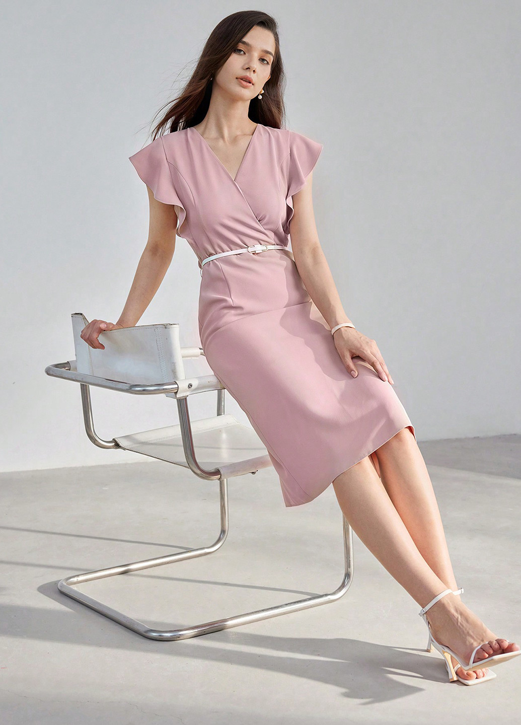 Світло-рожева кежуал сукня футляр SHEIN однотонна