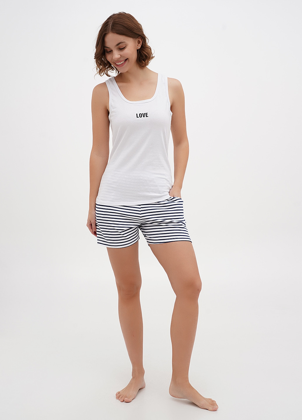 Белая всесезон пижама (майка, шорты) майка + шорты Трикомир