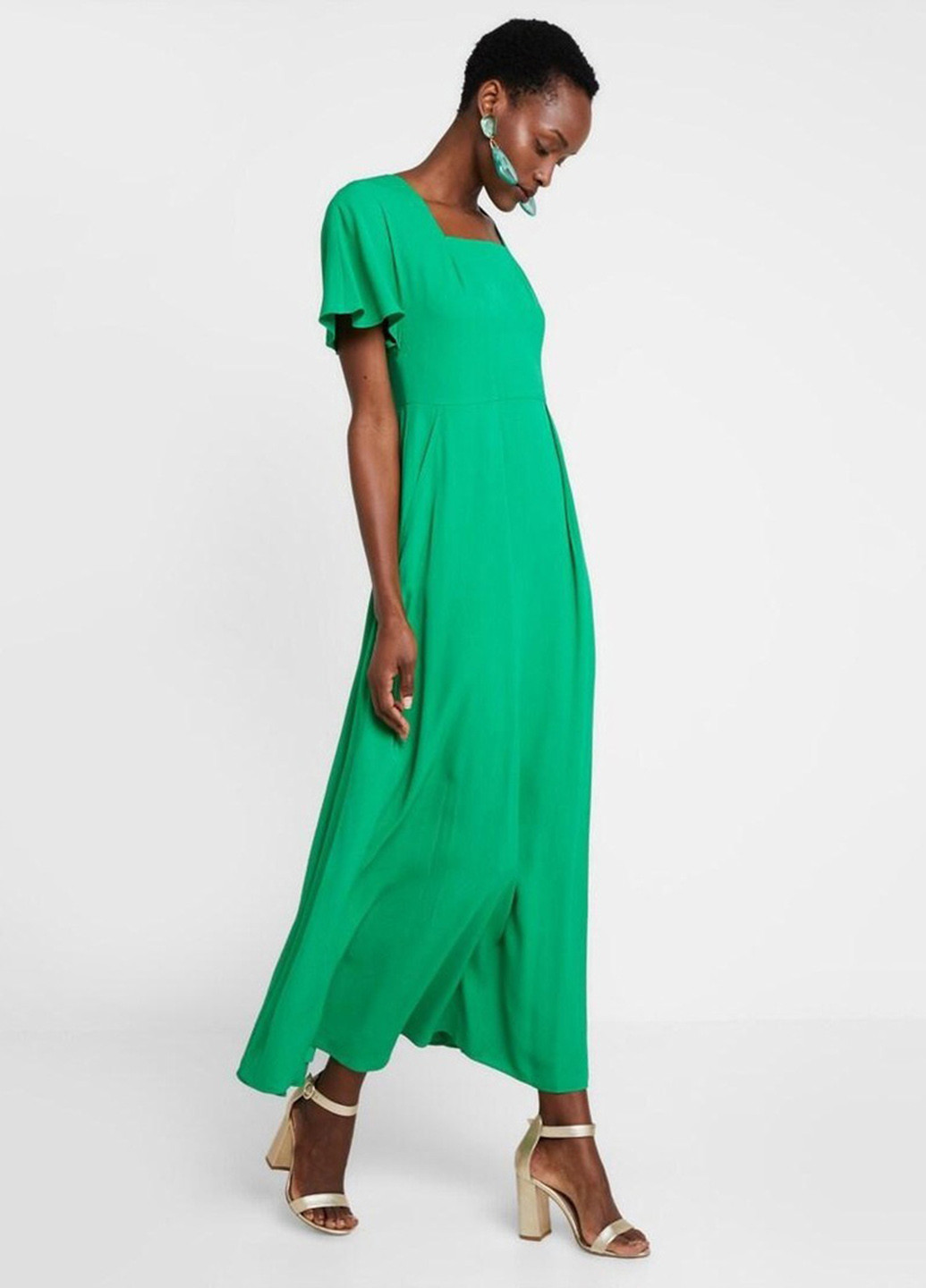 Зеленое кэжуал платье клеш Calvin Klein однотонное
