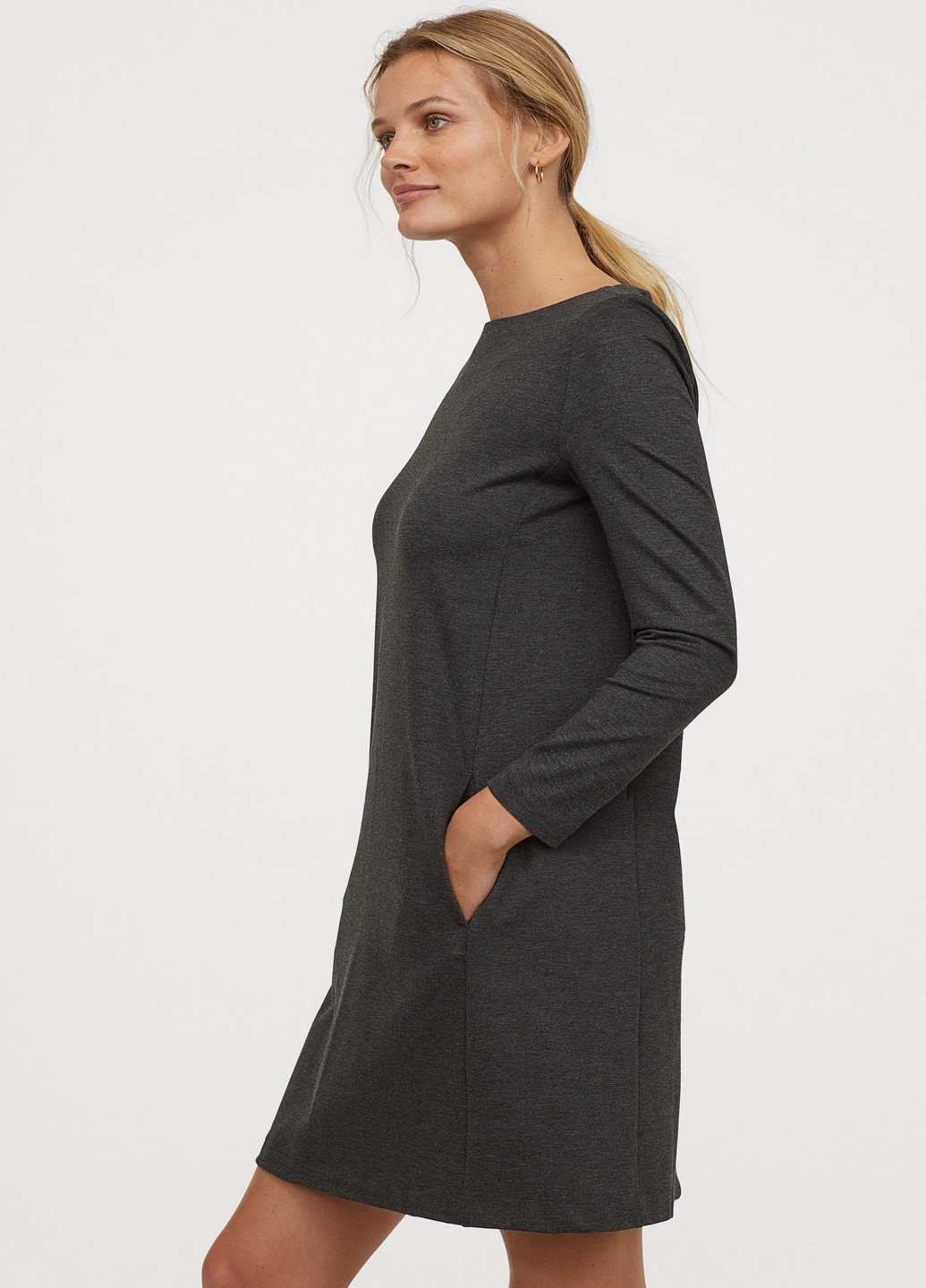 Серое кэжуал платье H&M