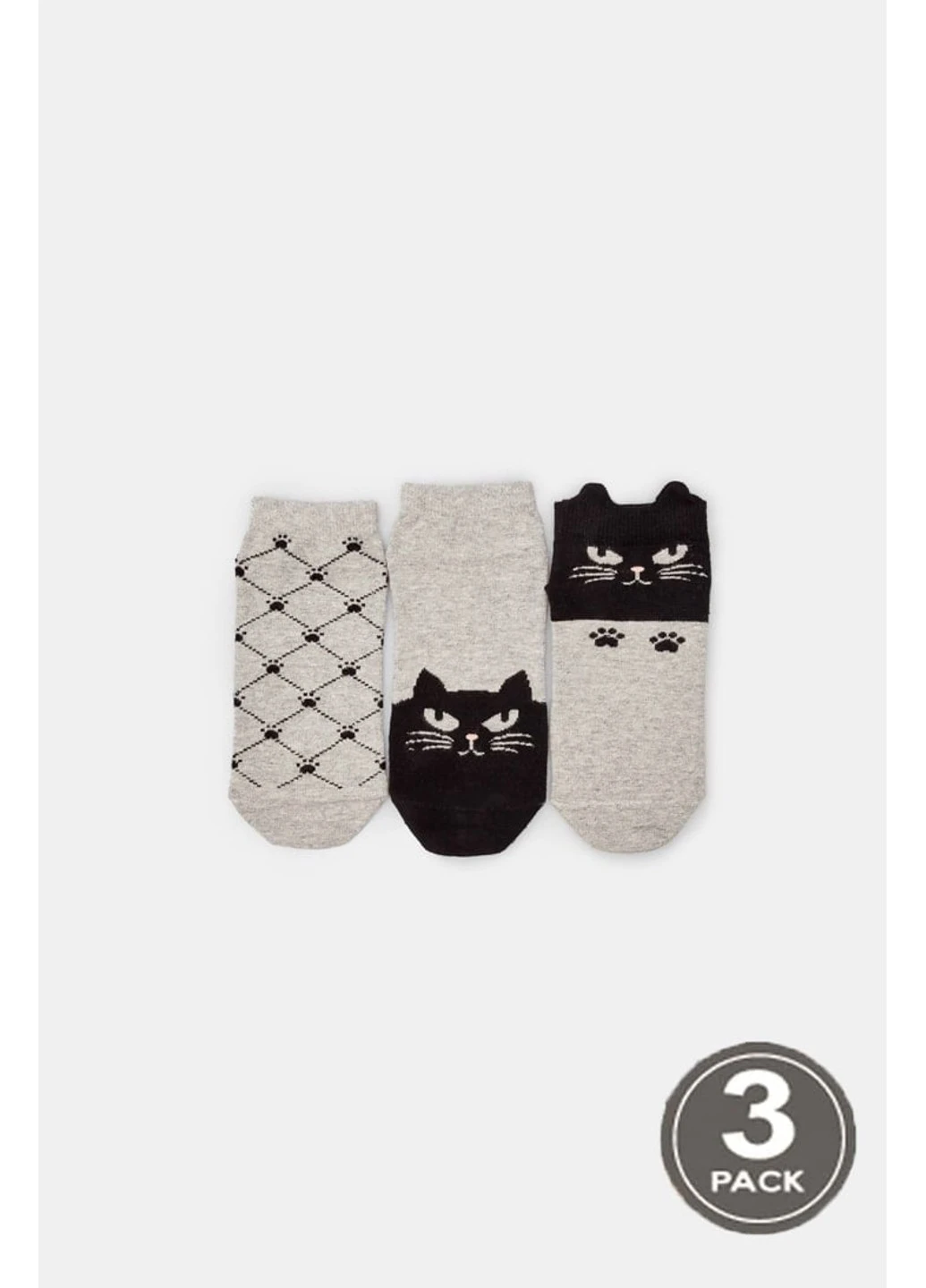 Серые носки женские хлопковые socks low 109 (3пары) Legs кошки (254993888)