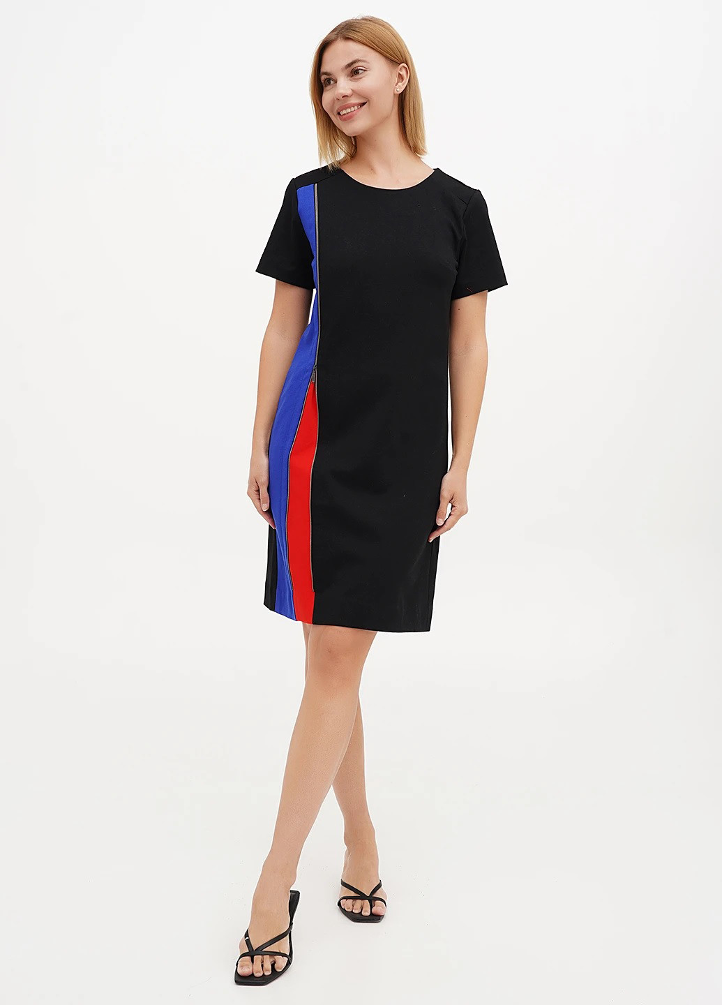 Черное кэжуал платье платье-футболка Design Collective в полоску