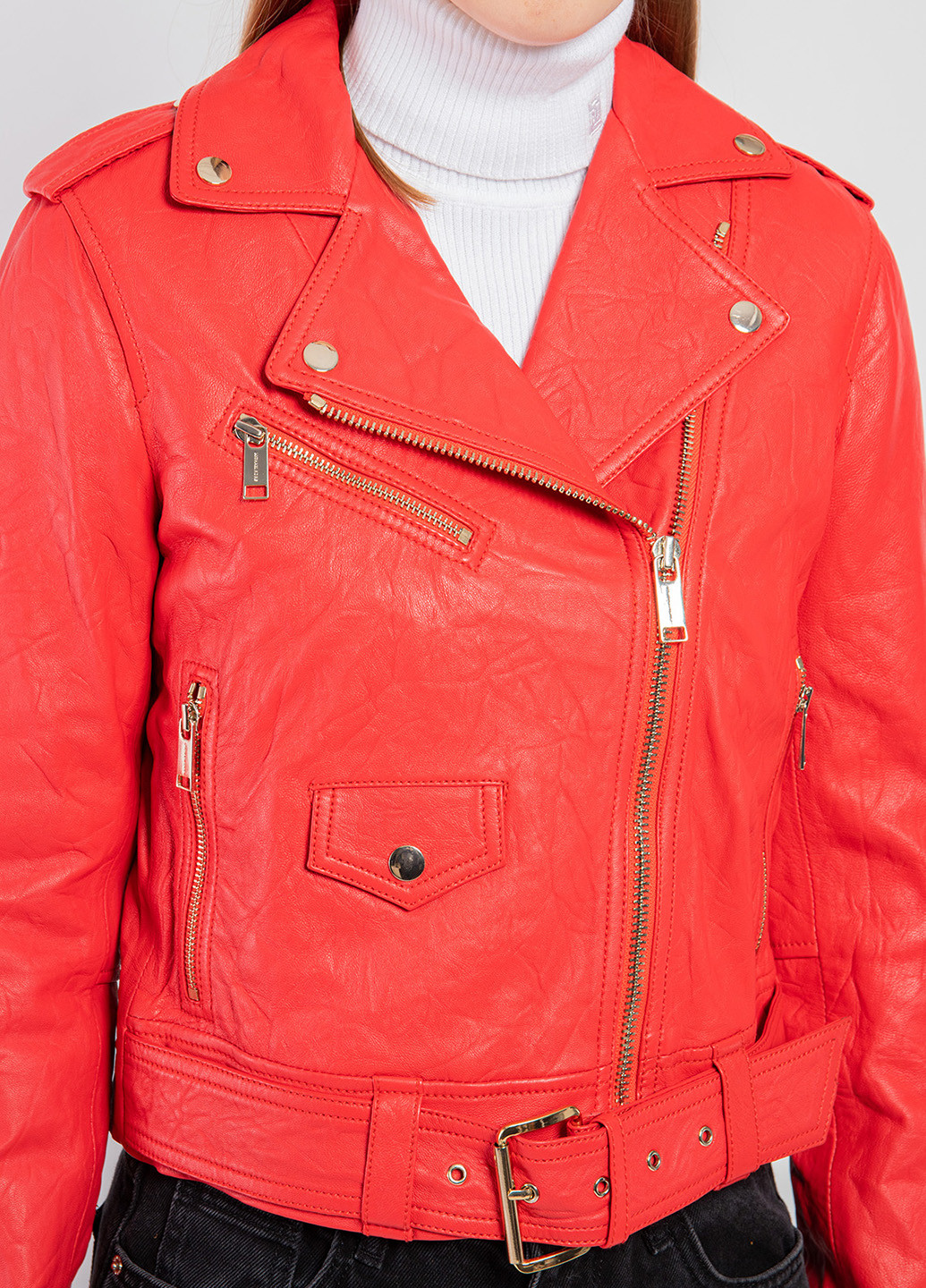 Красная демисезонная куртка кожаная Michael Kors