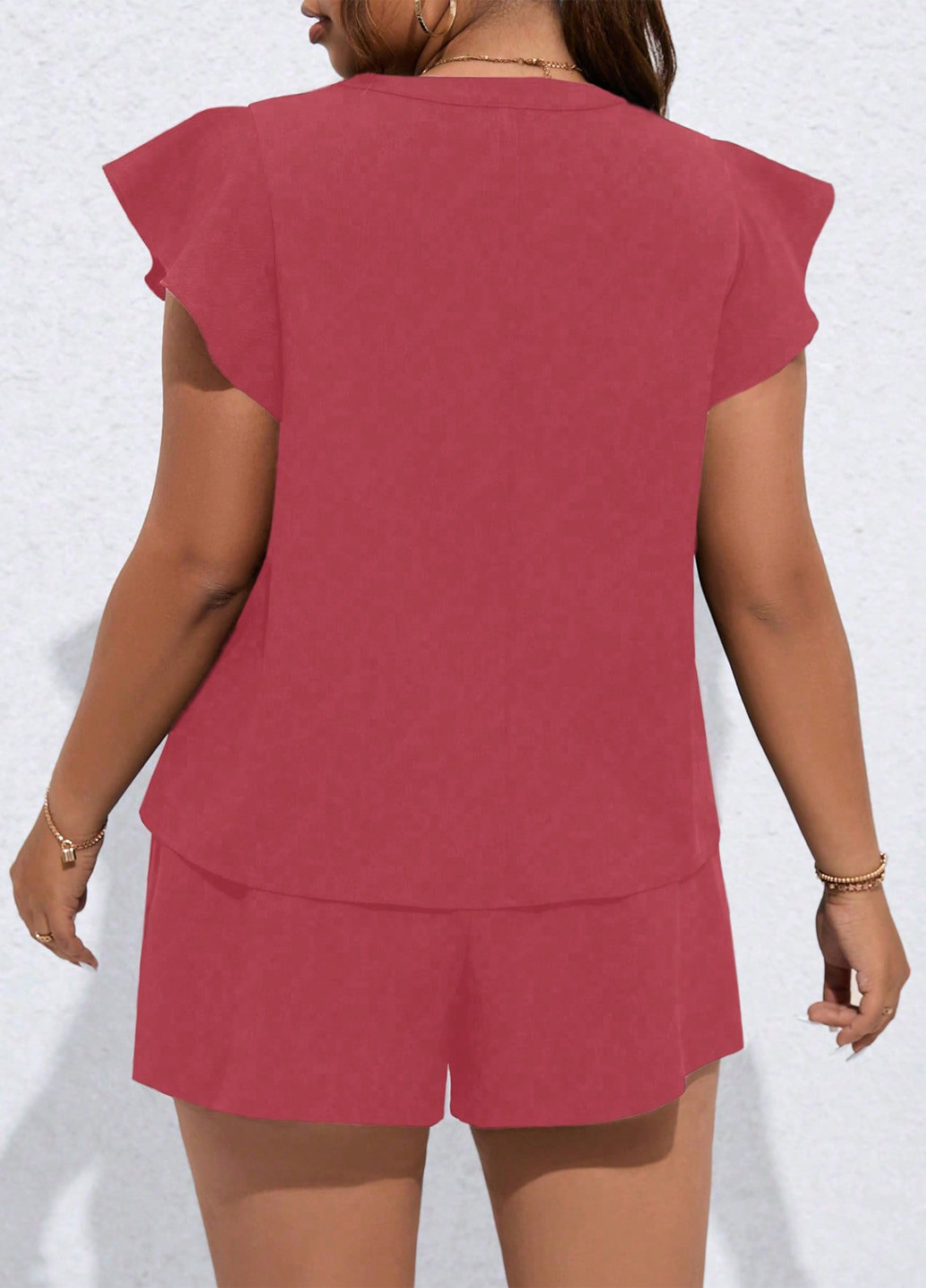 Коралловый летний комплект (майка, шорты) SHEIN