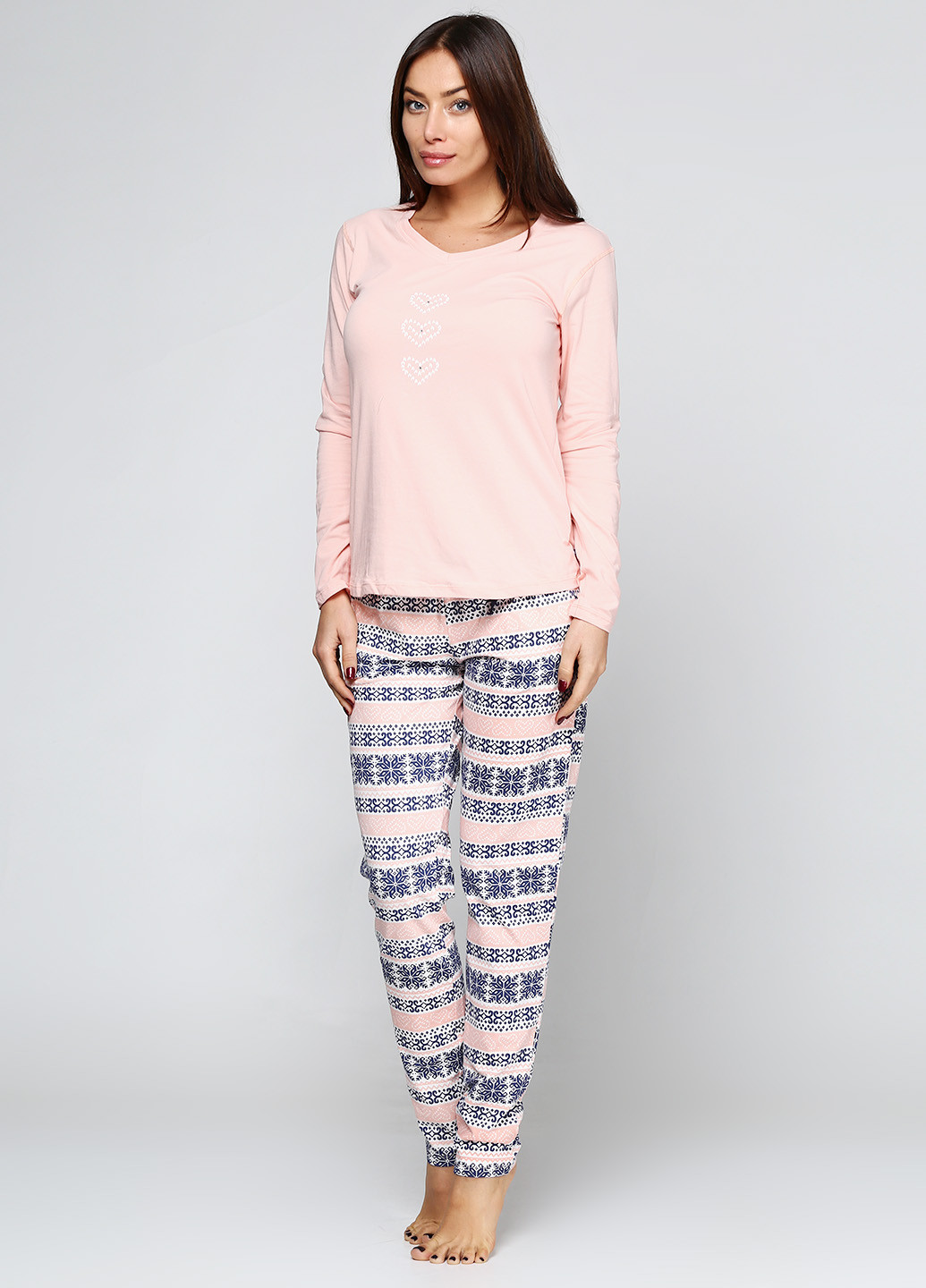 Світло-рожева всесезон пижама (лонгслив, брюки) Key