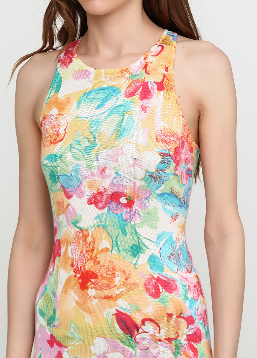 Персиковое кэжуал платье Ralph Lauren с цветочным принтом