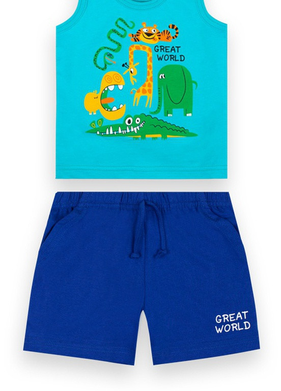 Блакитний літній дитячий костюм для хлопчика * діноленд * Габби