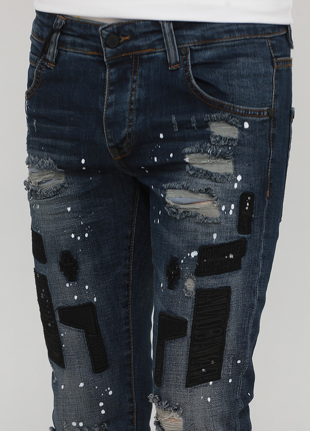 Темно-синие демисезонные зауженные джинсы Marcelo Burlon