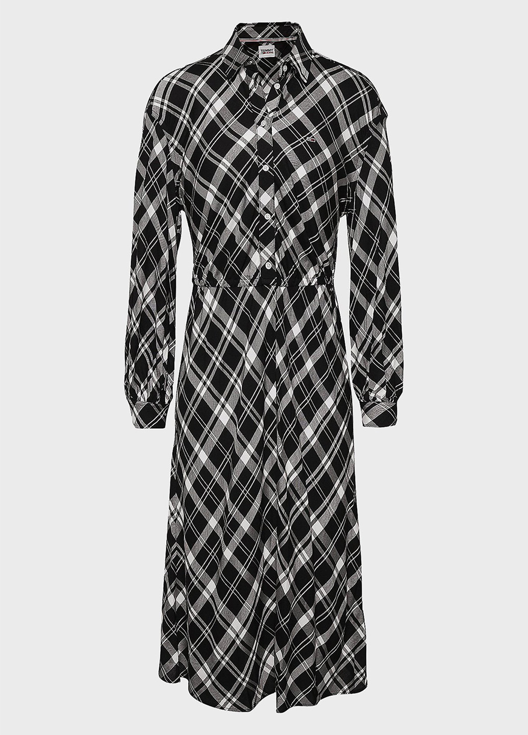 Чорно-білий повсякденний сукня сукня-сорочка Tommy Jeans в клітинку