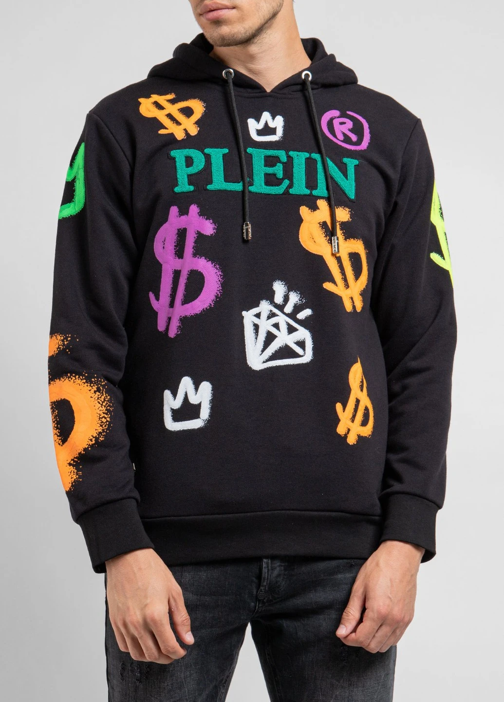 Черный худи Graffiti с капюшоном Philipp Plein (251176543)