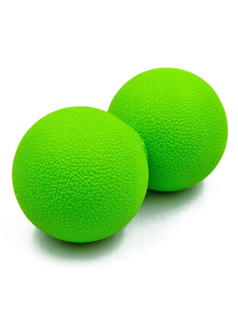Масажний м'ячик подвійний TPR 6,2х12,5 см зелений (м'яч для масажу спини, міофасціального релізу і самомасажу) EasyFit (243205408)