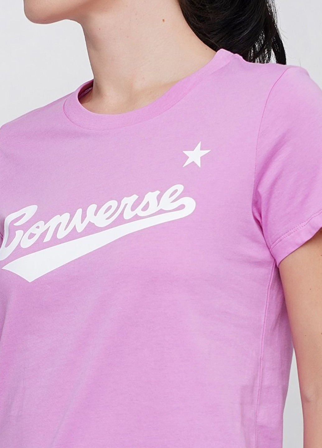 Лавандовая летняя футболка Converse Converse Womens Nova Center Front Logo Tee
