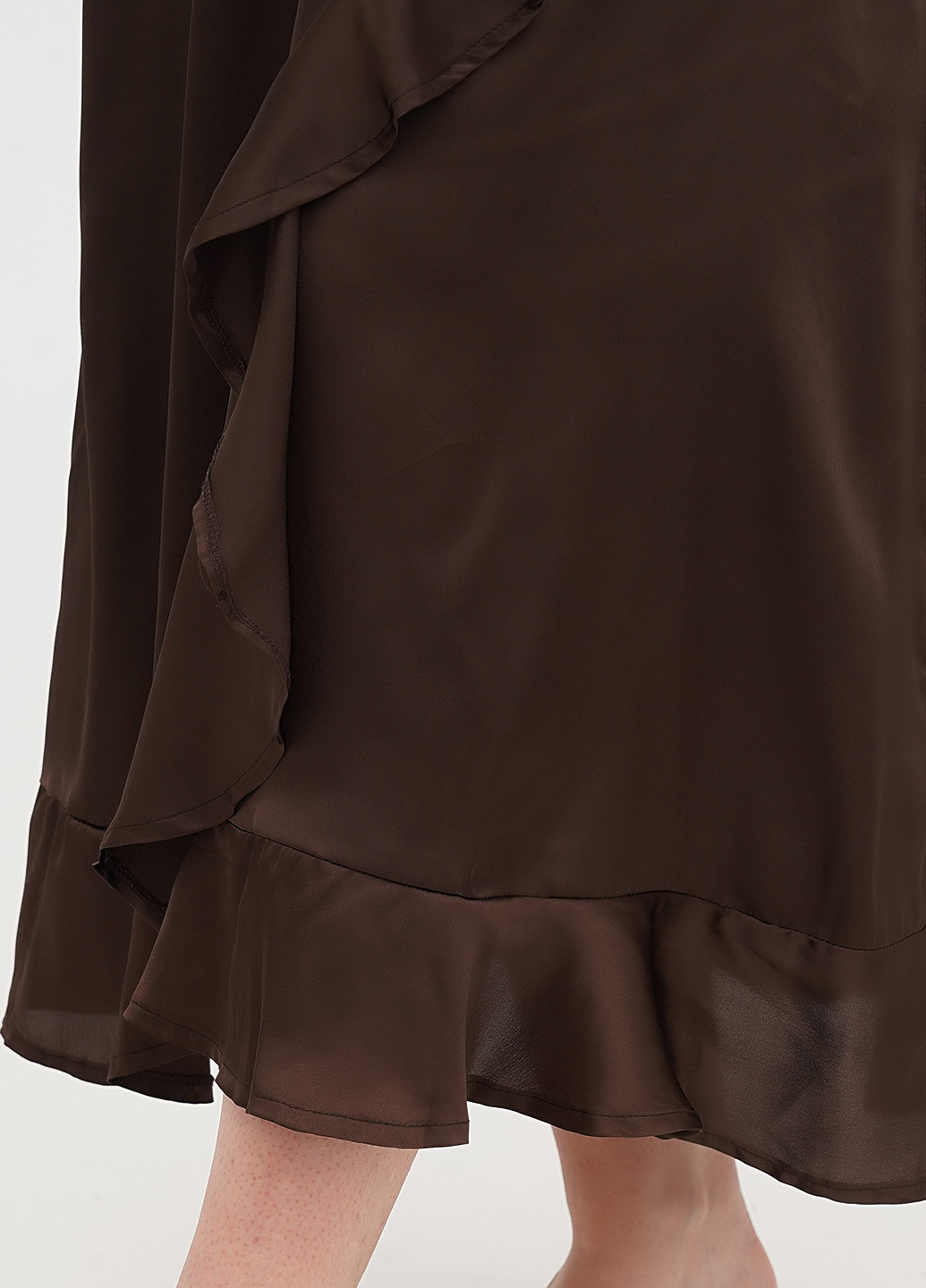 Коричнева кежуал, святковий сукня на запах, кльош AX Paris однотонна