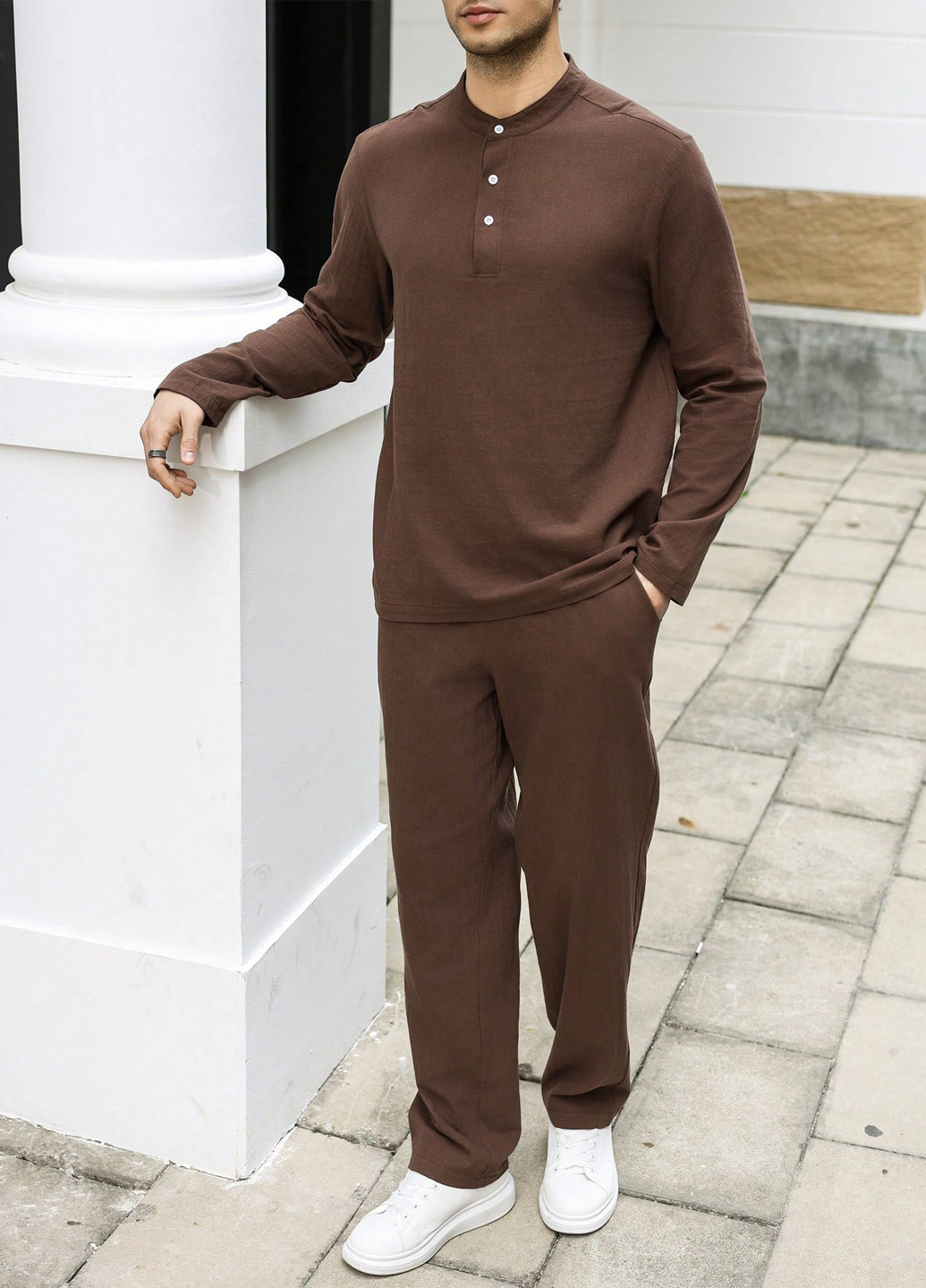 Коричневый демисезонный костюм (рубашка, брюки) брючный SHEIN