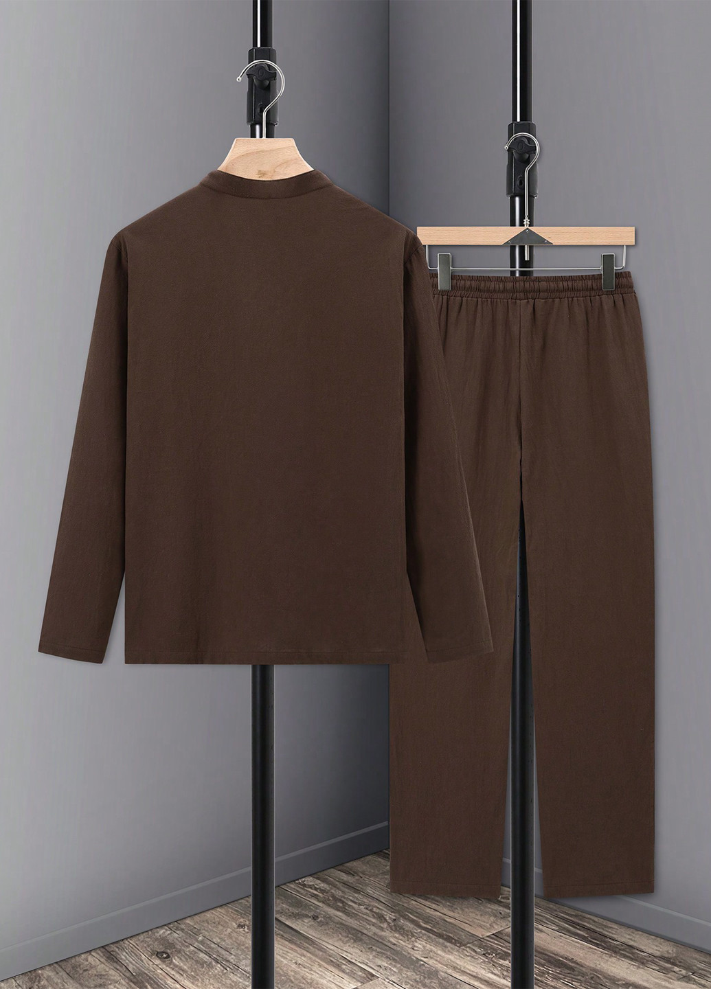 Коричневый демисезонный костюм (рубашка, брюки) брючный SHEIN