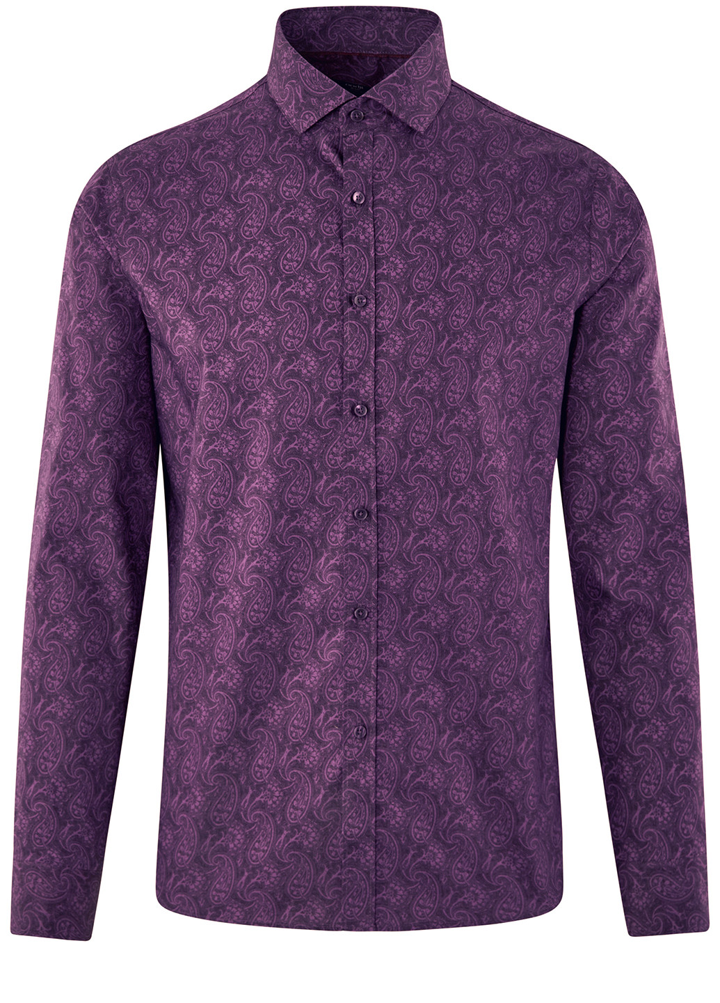 Фиолетовая кэжуал рубашка с рисунком Oodji с длинным рукавом