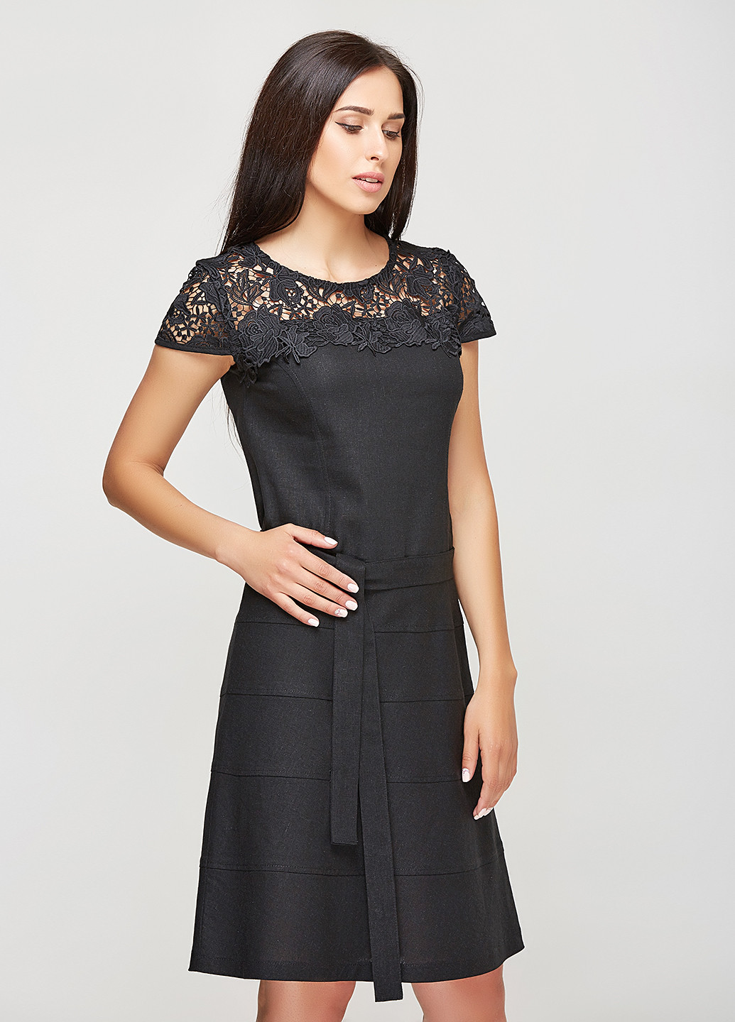 Черное кэжуал платье DANNA с цветочным принтом