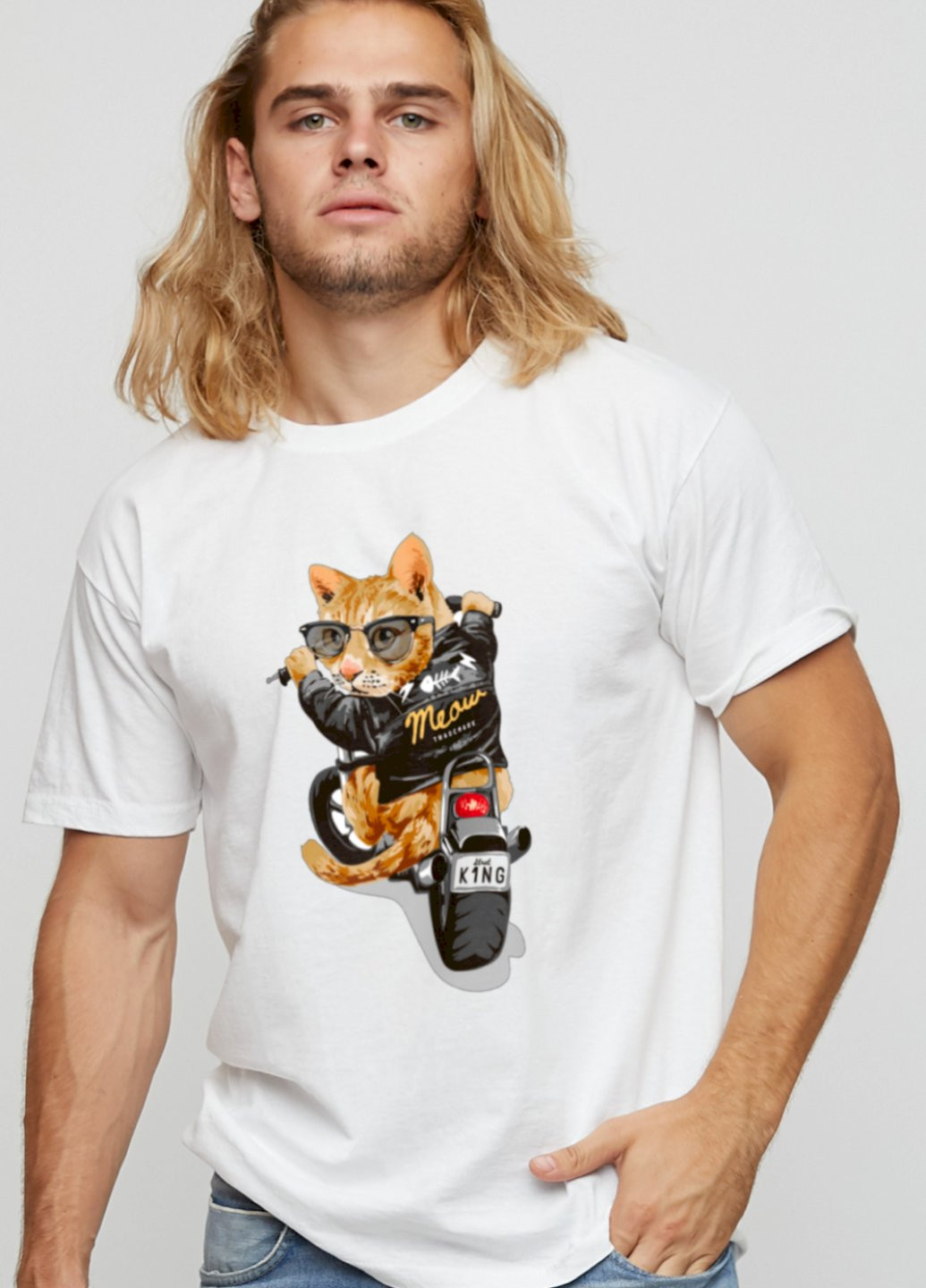 Біла футболка чоловіча basic /air print/ YAPPI