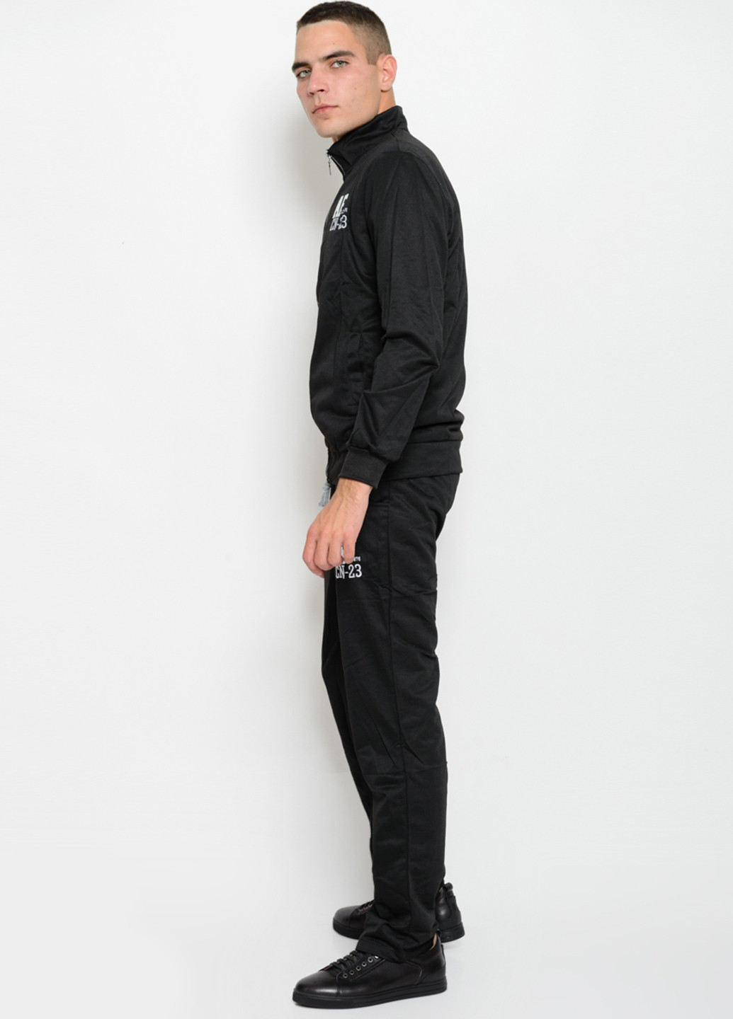 Черный демисезонный костюм (кофта, брюки) с длинным рукавом, брючный ISSA PLUS