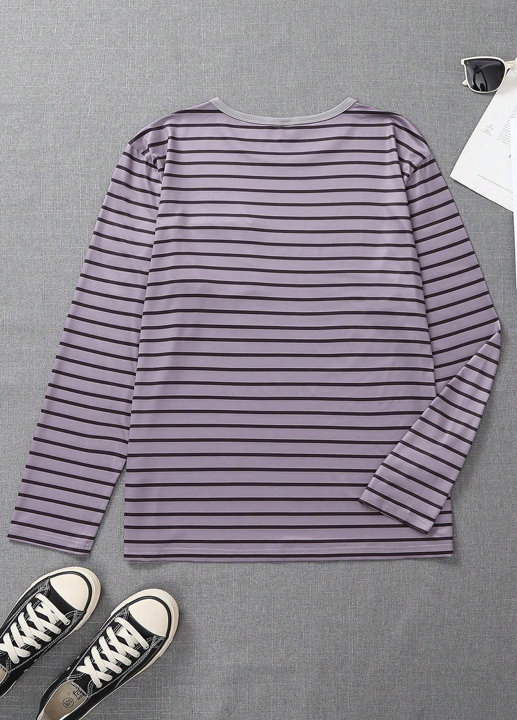 Лонгслів SHEIN смужка пурпурний домашні поліестер, трикотаж