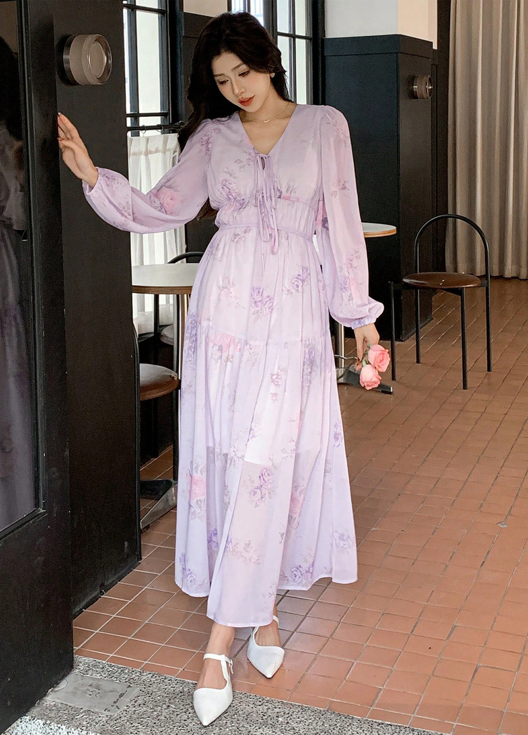 Лілова святковий, вечірня сукня а-силует SHEIN з квітковим принтом