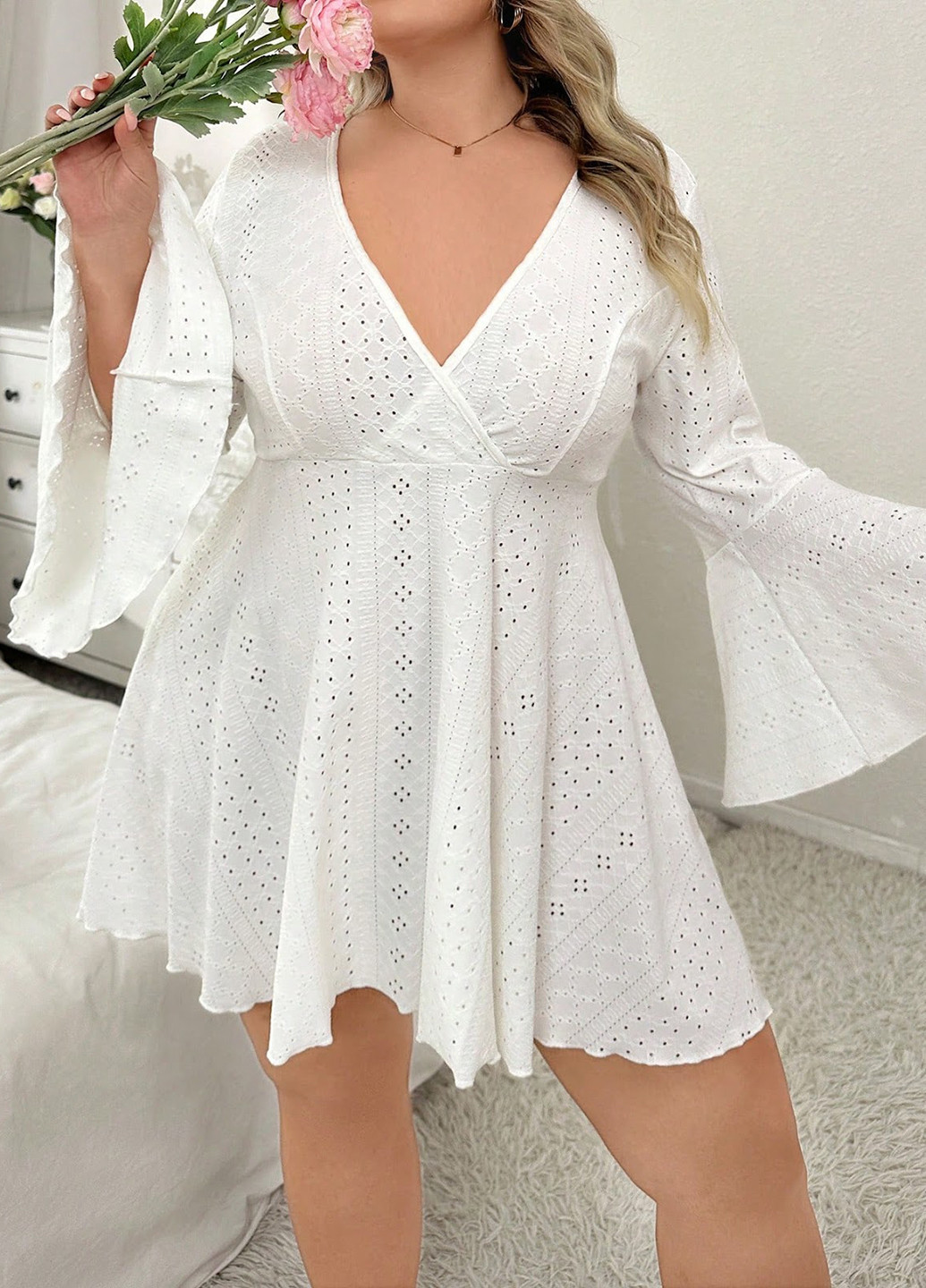 Білий домашній сукня кльош SHEIN однотонна