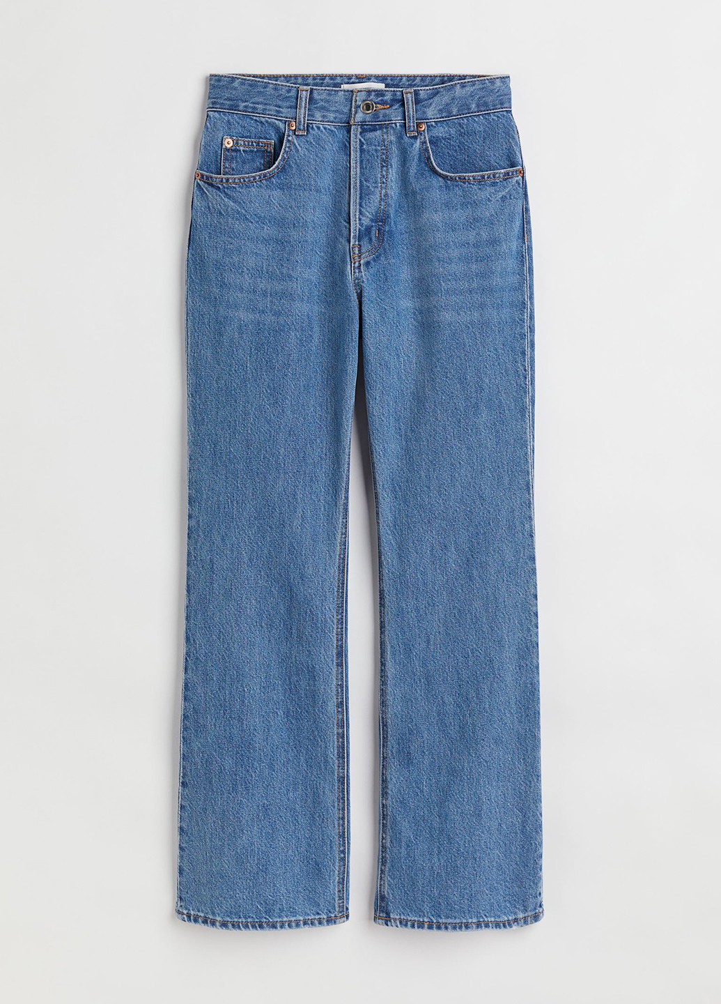 Джинси H&M кльош однотонні світло-сині джинсові бавовна