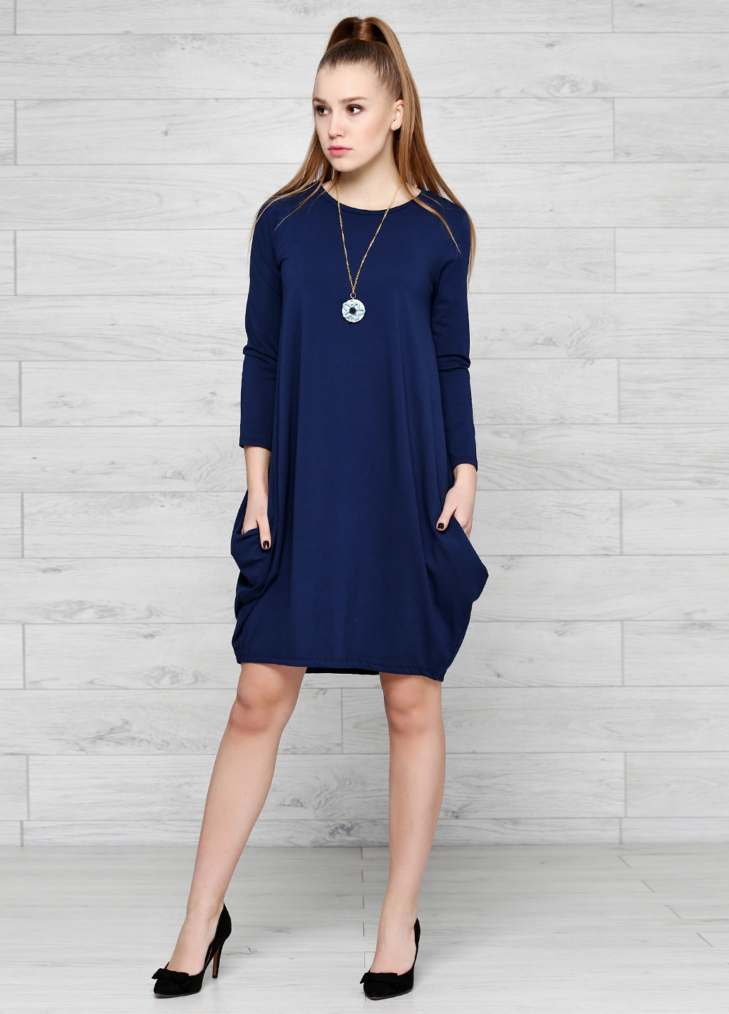 Синее кэжуал платье Made in Italy однотонное