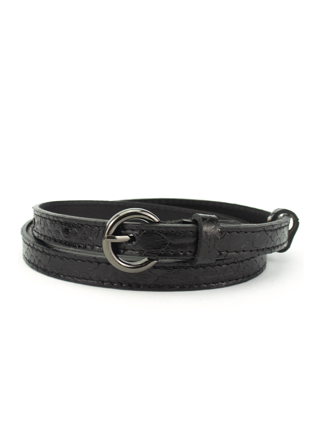 Ремень кожаный женский узкий черный питон PS-1553 black (105 см) Puos (249059145)