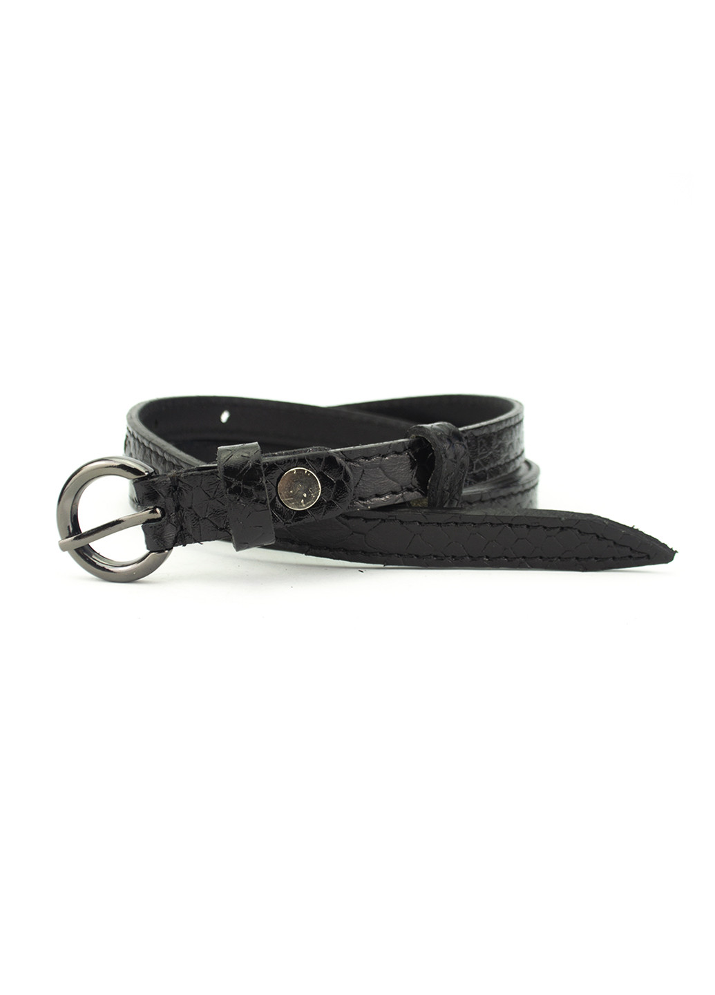 Ремень кожаный женский узкий черный питон PS-1553 black (105 см) Puos (249059145)
