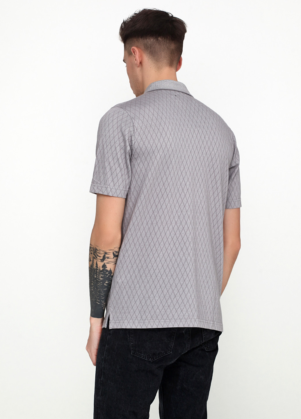 Серая футболка-поло для мужчин Belika с геометрическим узором