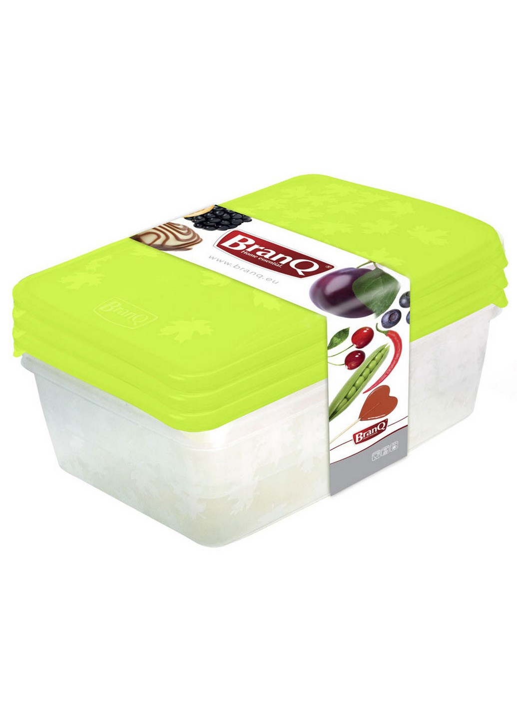 Комплект емкостей для морозилки RUKKOLA 3 шт. (2х0.9л+1.35л) с салатовыми крышками (BRQ -1135.1) Branq (218821806)