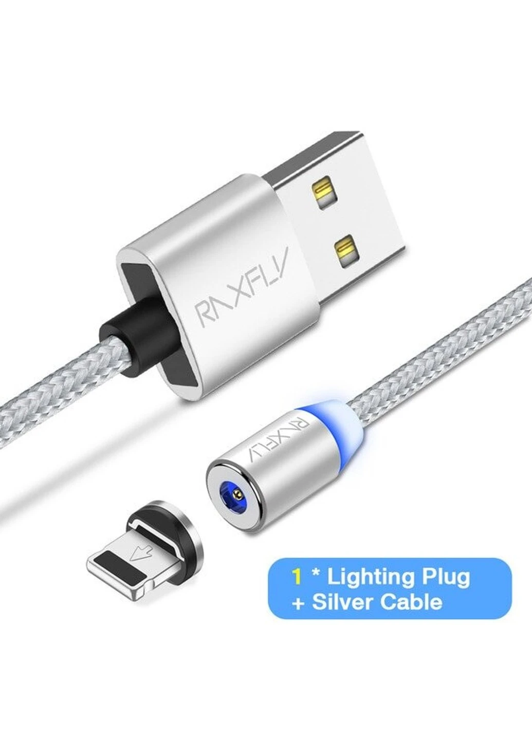 Магнітний кабель для зарядки LED Magnetic RAX118554 RAXFLY (254567304)